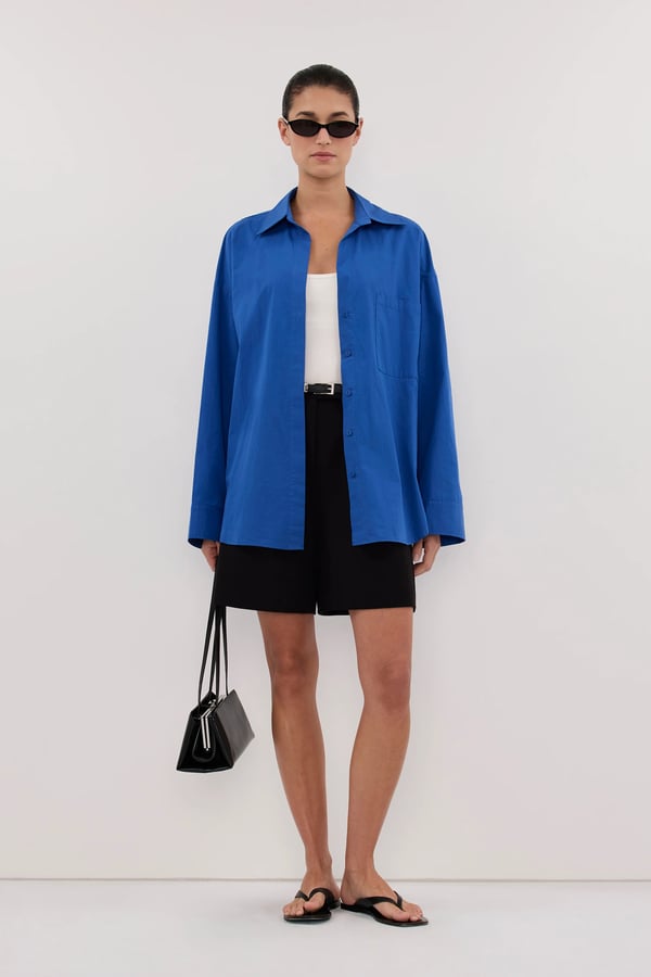 DISSH INA COBALT LIGHTWEIGHT COTTON SHIRT