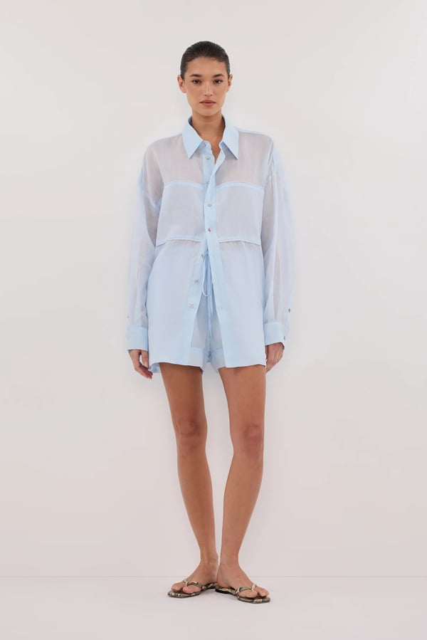 DISSH KAI CORNFLOWER OVERSIZED RAMIE LONG SLEEVE SHIRT
