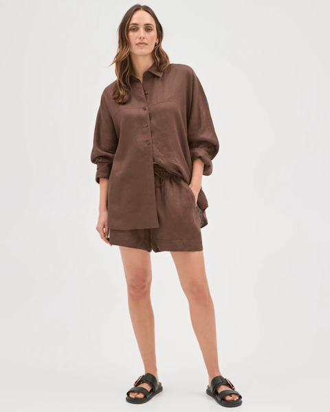 Target European Linen Long Sleeve Shirt - Coffee Bean