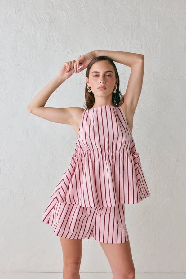 VRG GRL Indi Top Berry Stripe