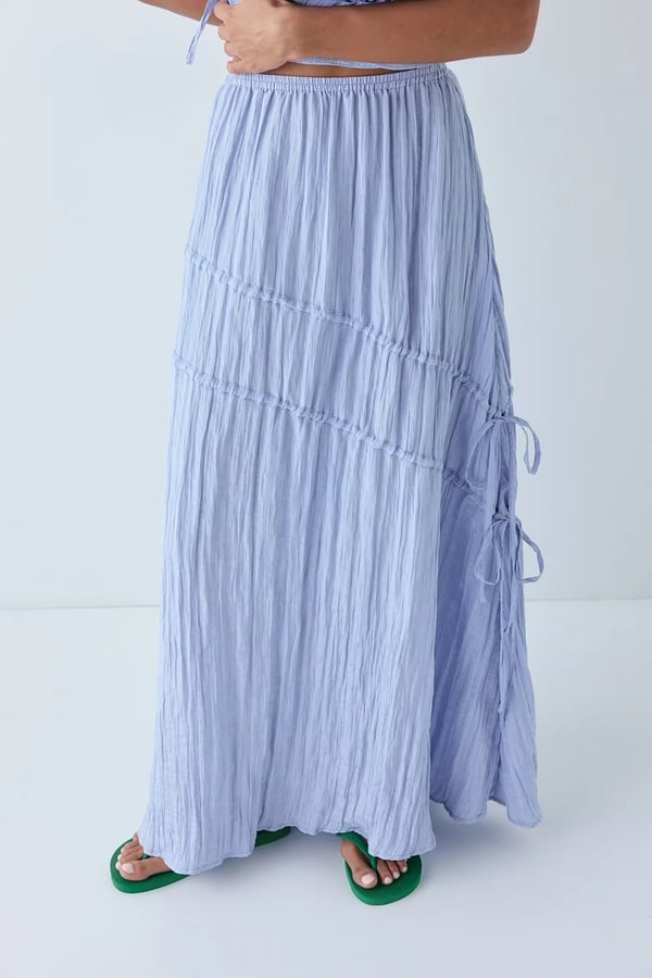 VRG GRL Elise Midi Skirt Crinkle Blue